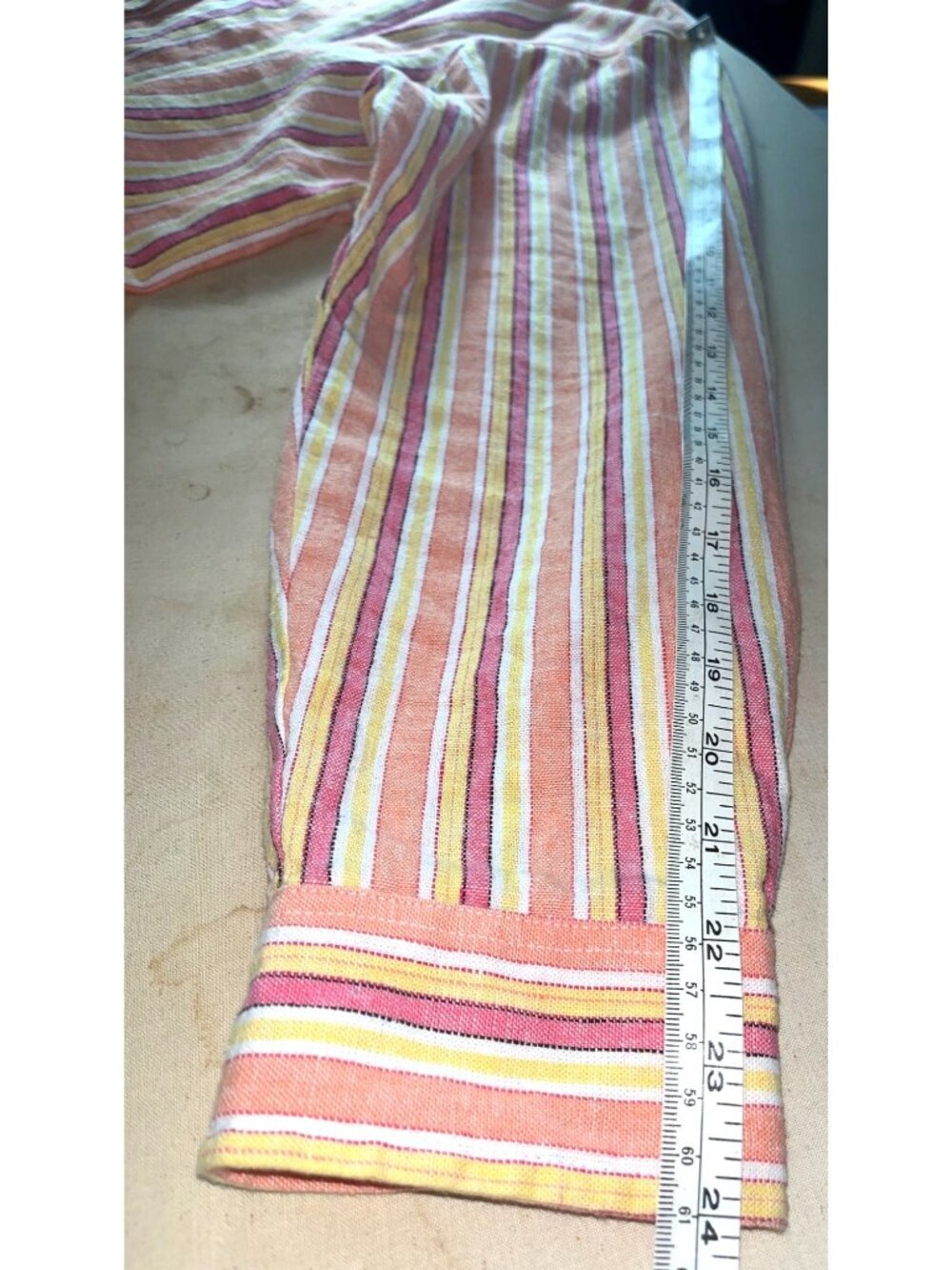 Kim Rogers Heavy Linen Shirt Button Stripe Tunic Capsule Coastal Summer Women 1X - Picture 11 of 11